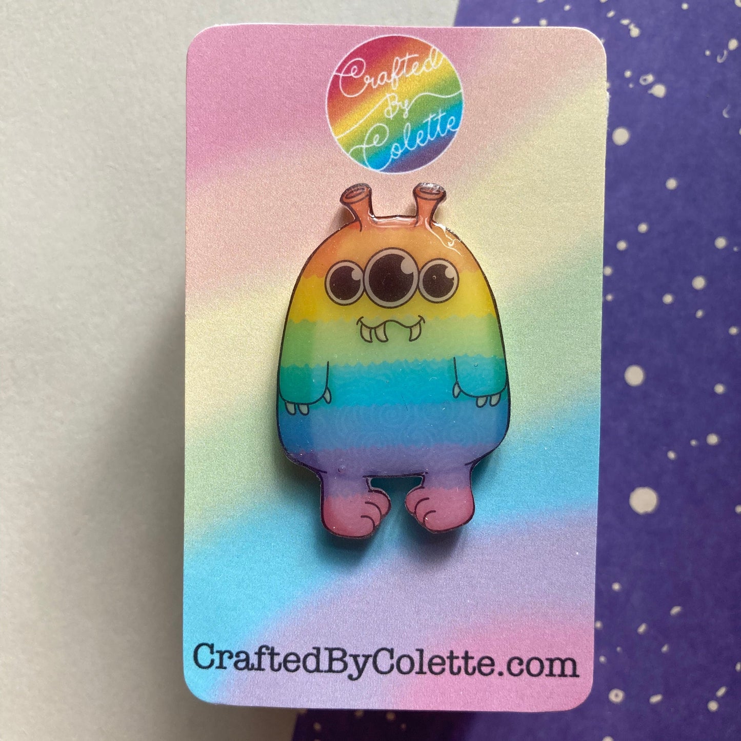 Rainbow Monster Pin - Seconds