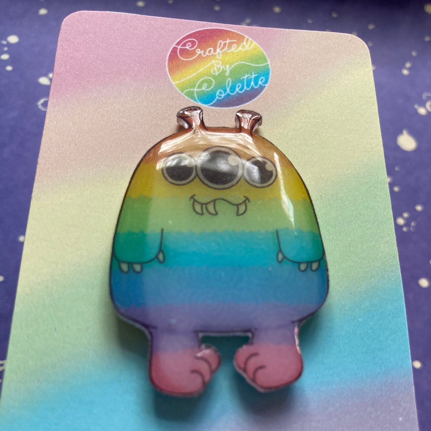 Rainbow Monster Pin - Seconds