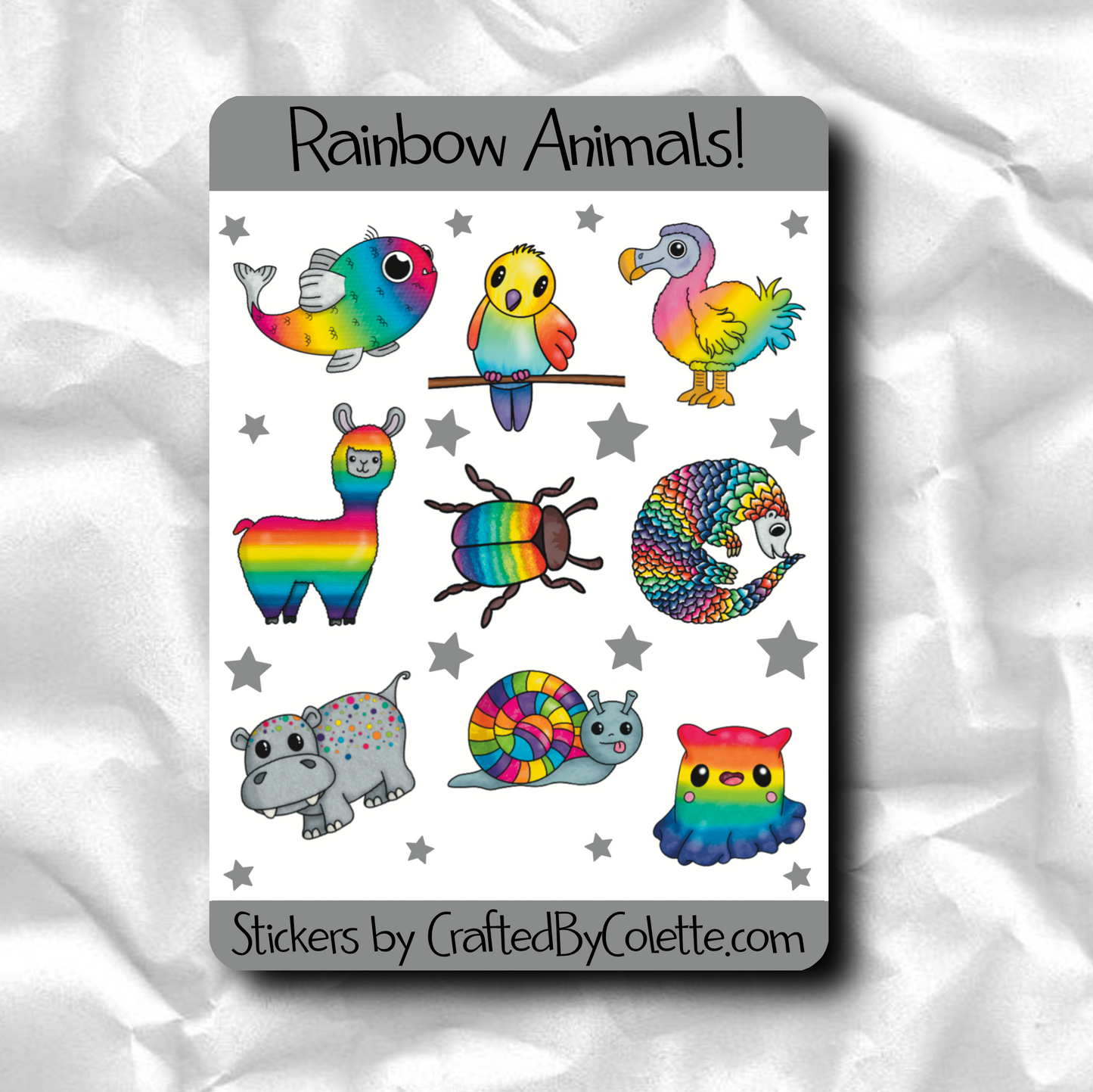 Rainbow Animals Sticker Sheet