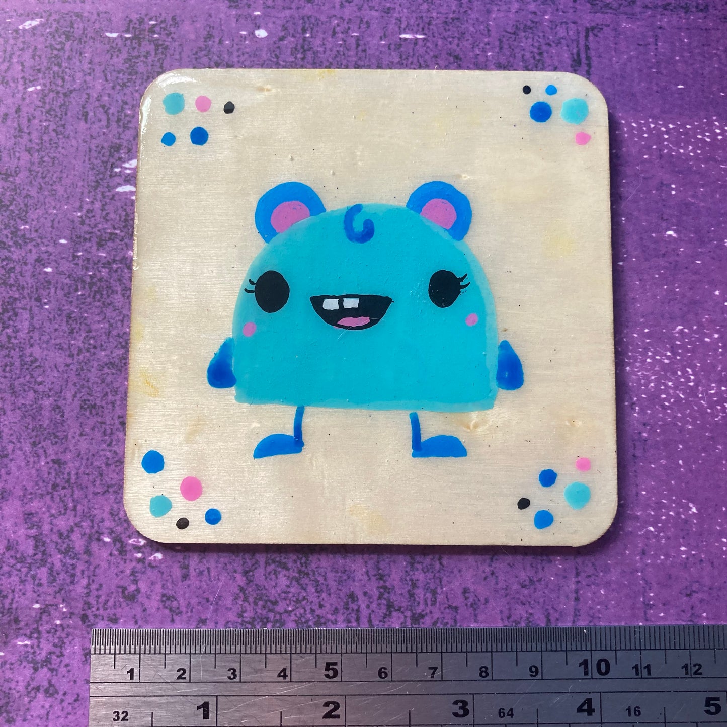 Original Painting Wood Coasters/Magnet - 4 inches - Seconds