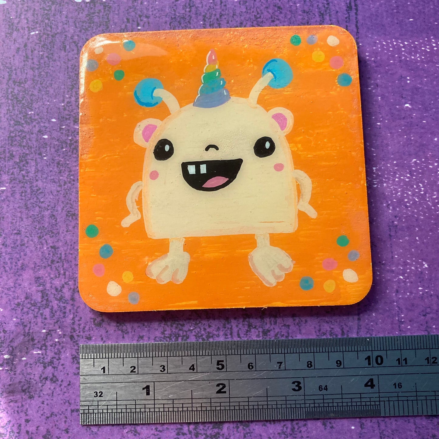 Original Painting Wood Coasters/Magnet - 4 inches - Seconds