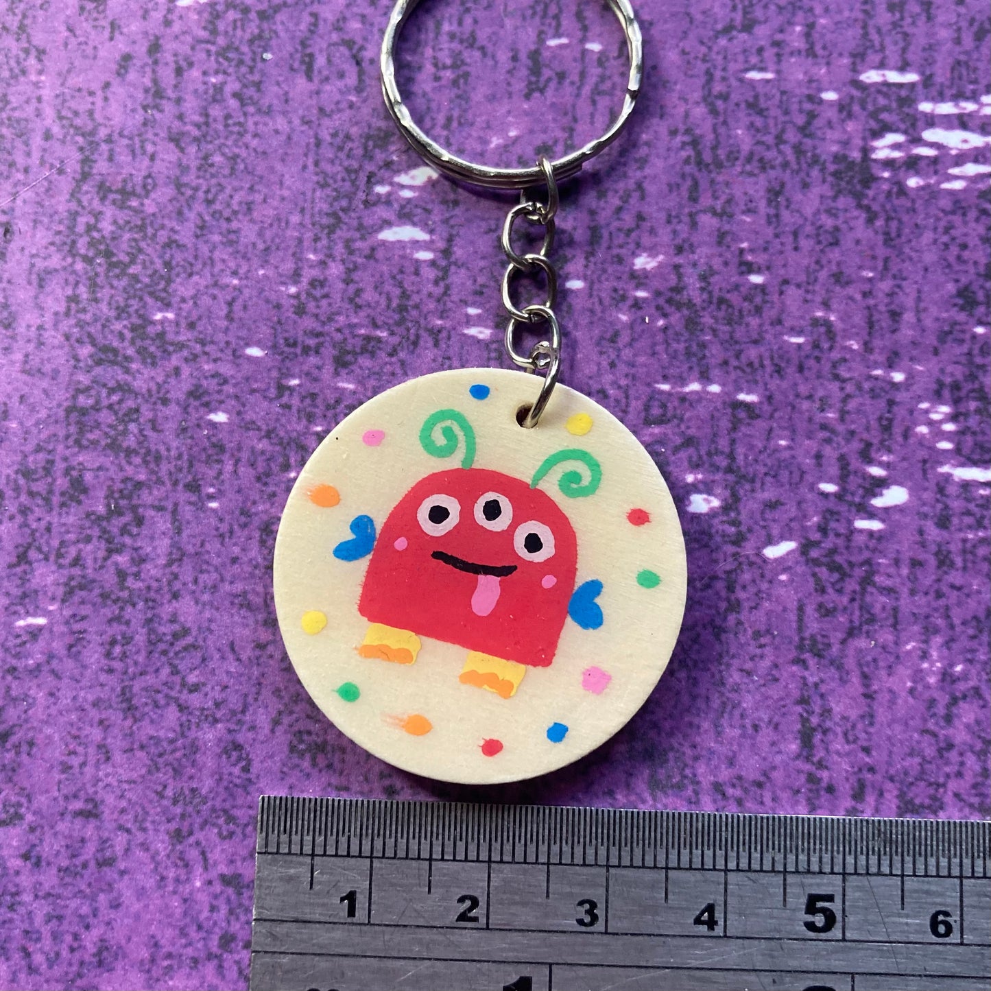 Handpainted Wood Keyring