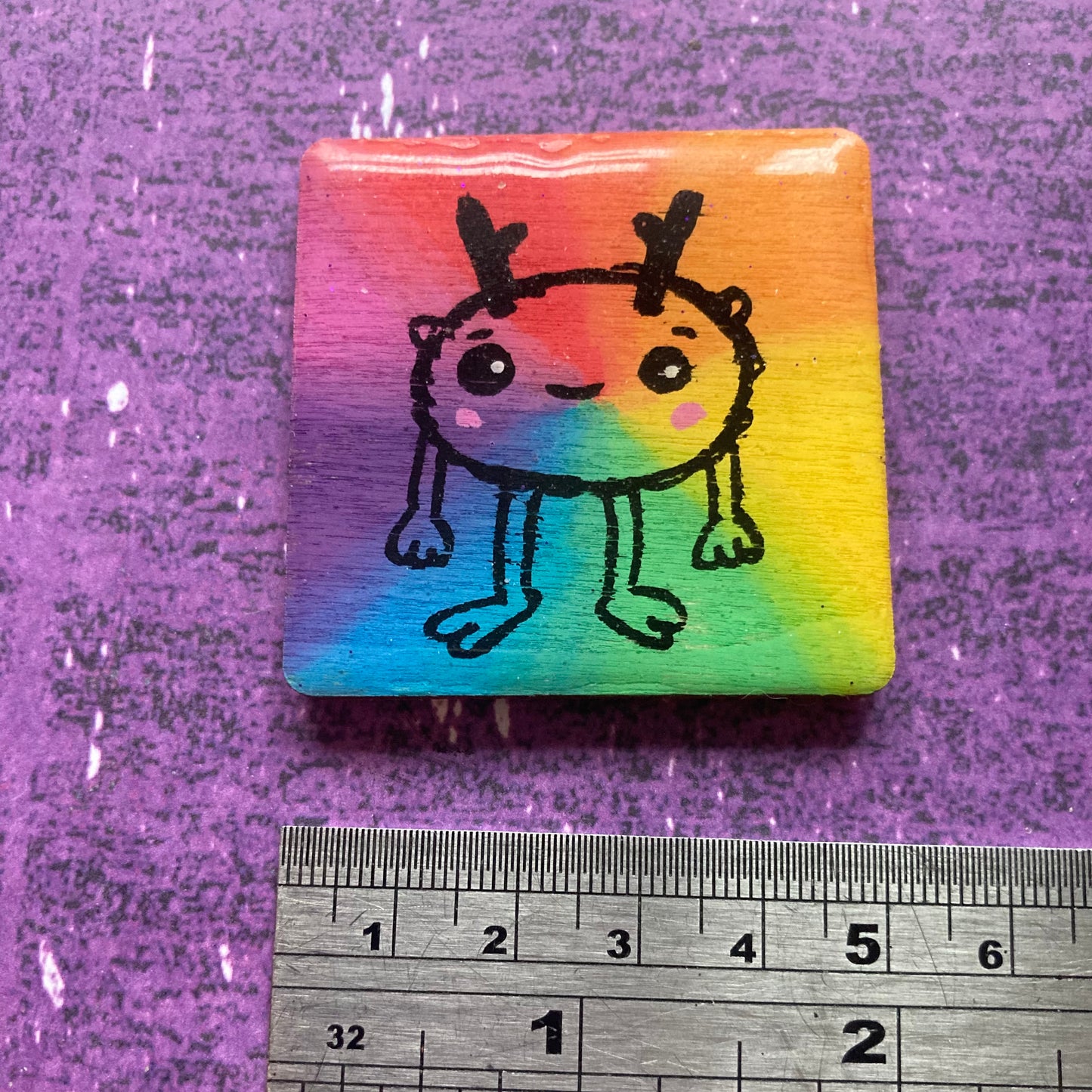 Rainbow Handpainted Wood Magnet - Seconds