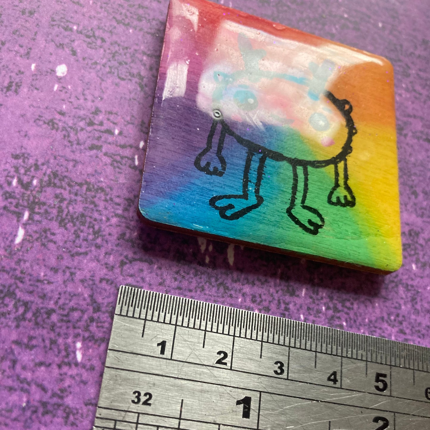 Rainbow Handpainted Wood Magnet - Seconds