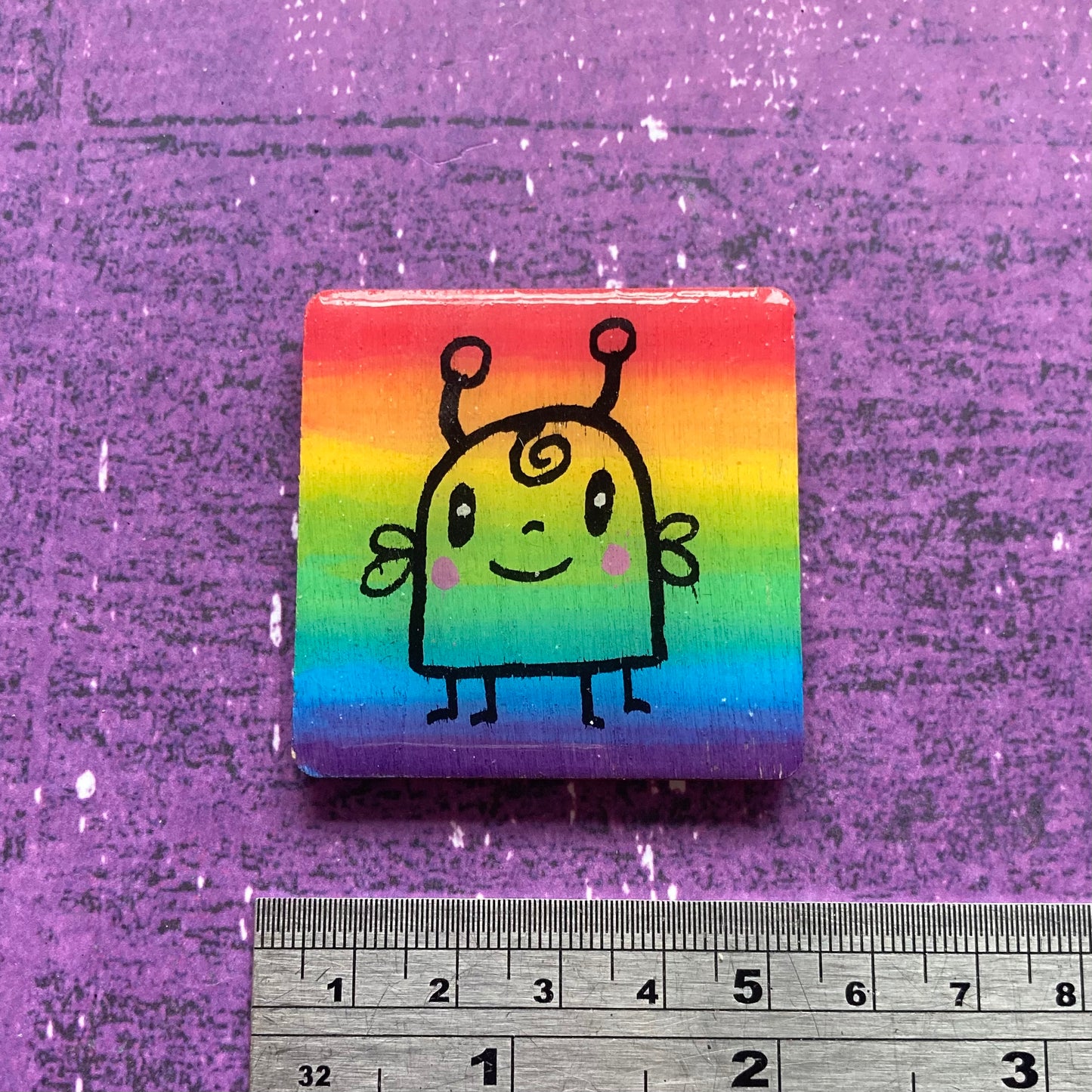 Rainbow Handpainted Wood Magnet - Seconds
