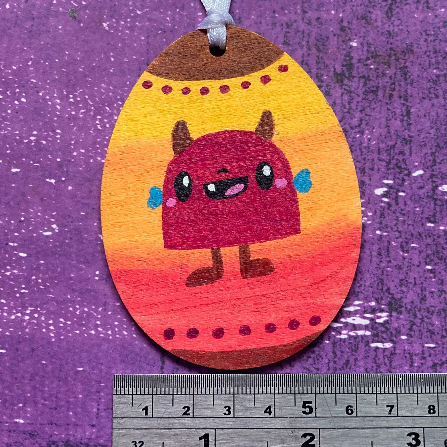 Easter Egg Monster Handpainted Wood Decoration