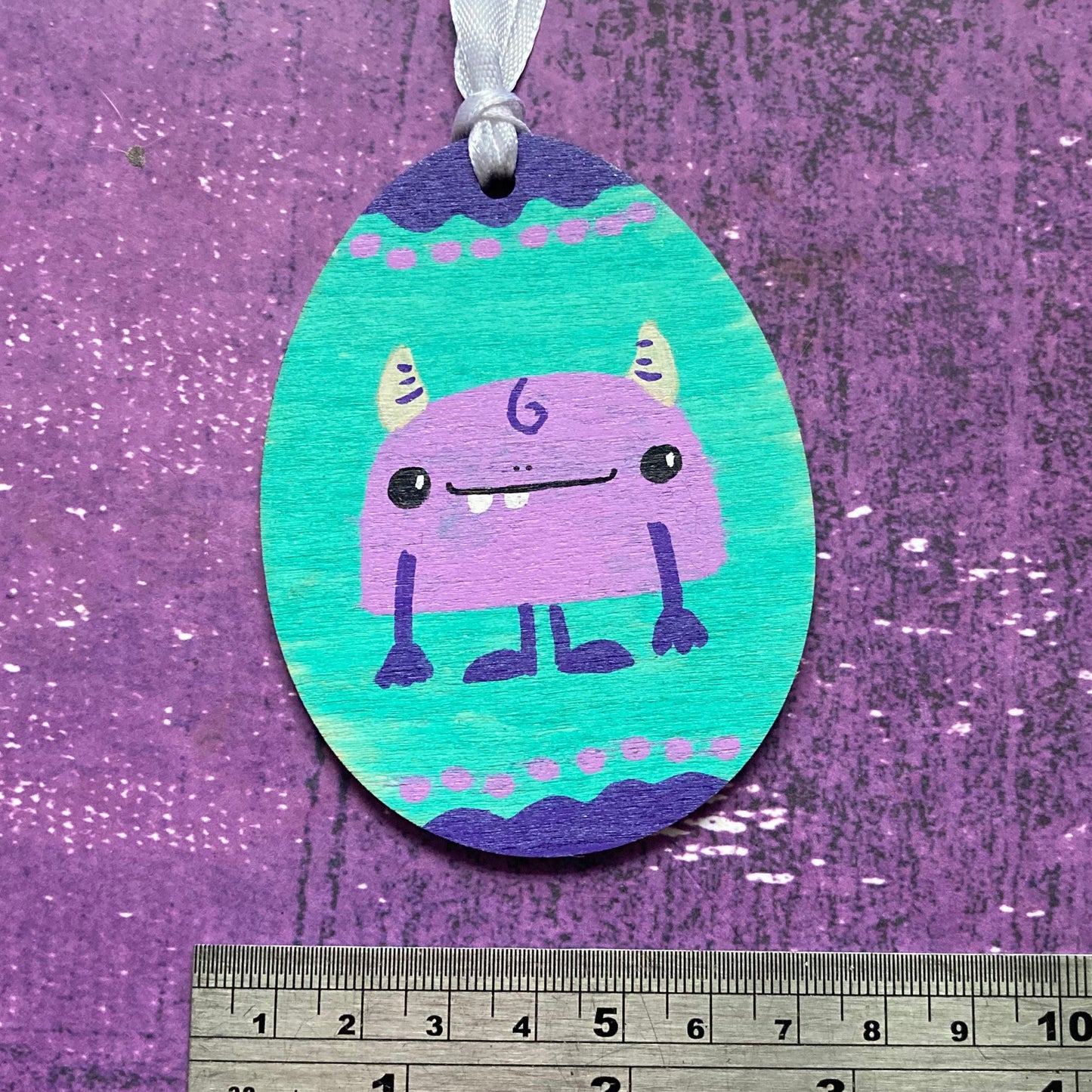 Easter Egg Monster Handpainted Wood Decoration