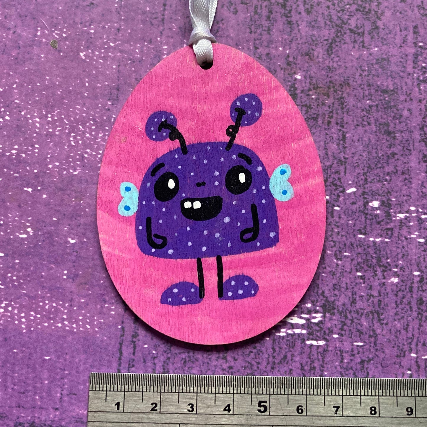 Easter Egg Monster Handpainted Wood Decoration