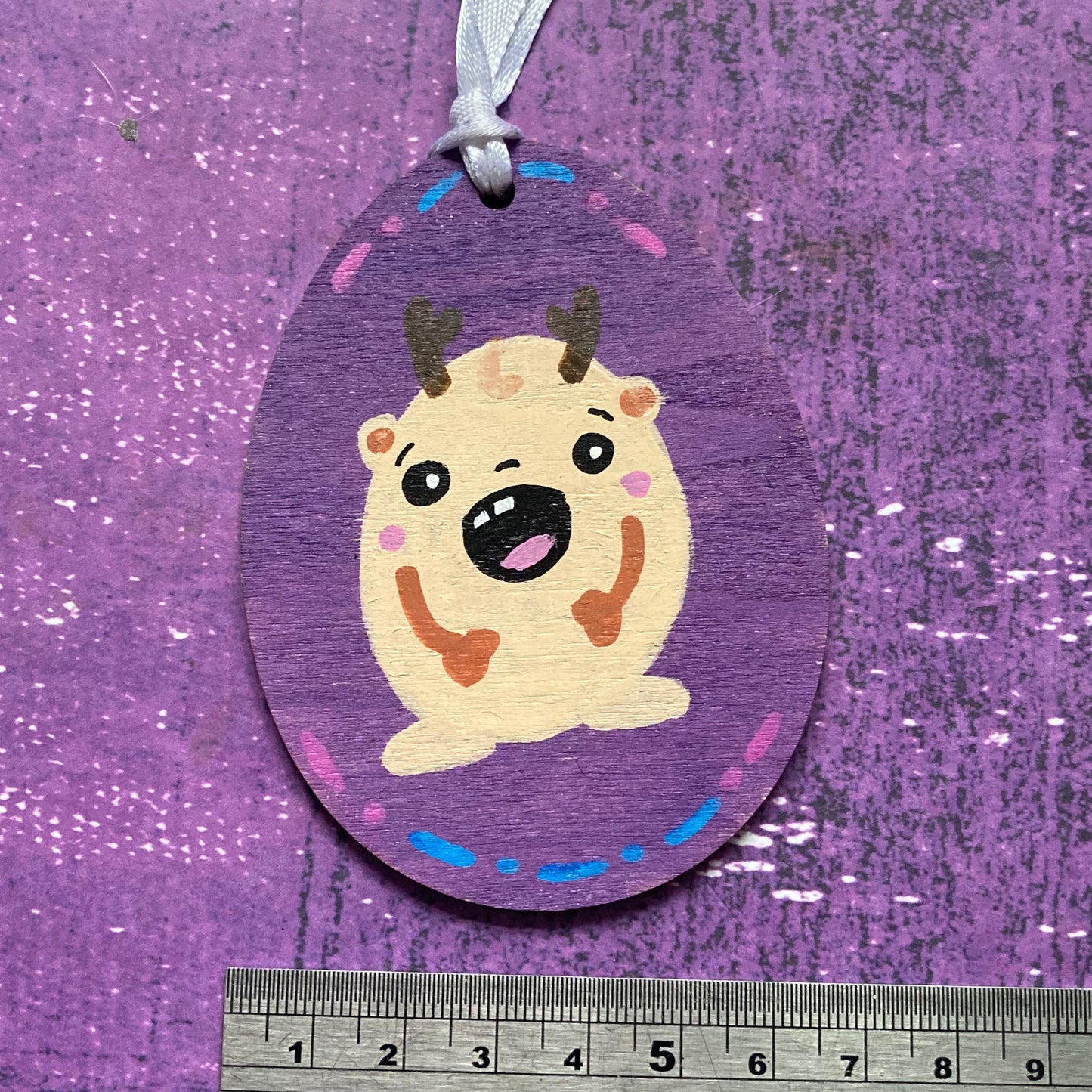 Easter Egg Monster Handpainted Wood Decoration