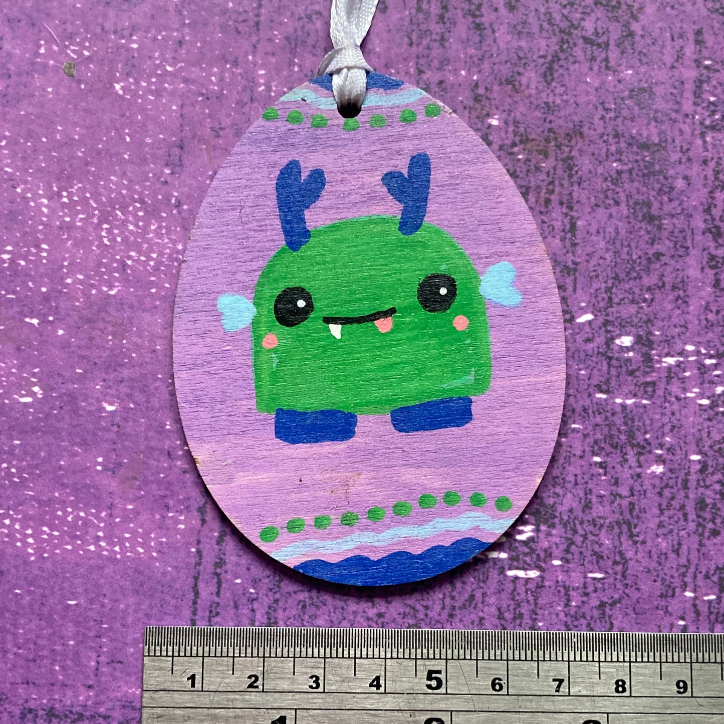 Easter Egg Monster Handpainted Wood Decoration