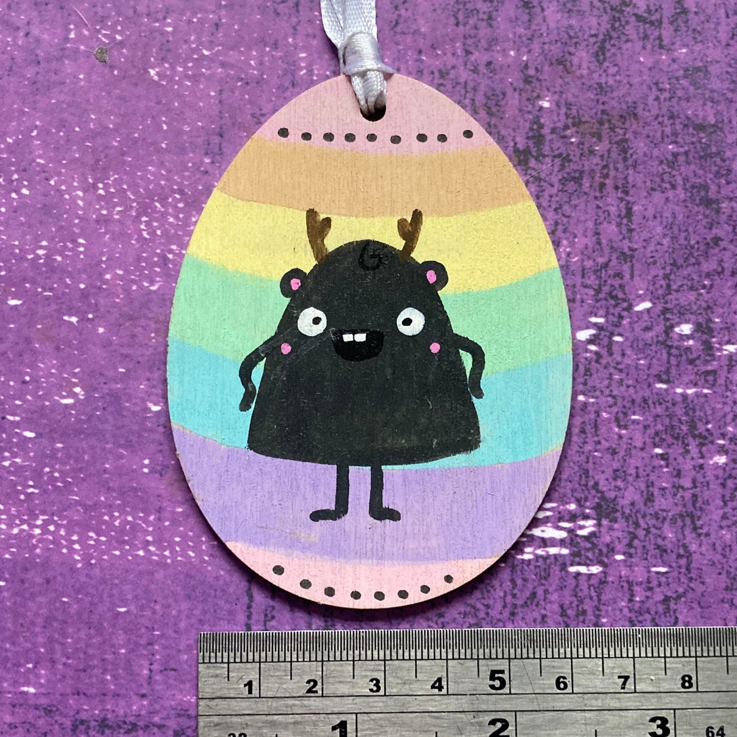 Easter Egg Monster Handpainted Wood Decoration