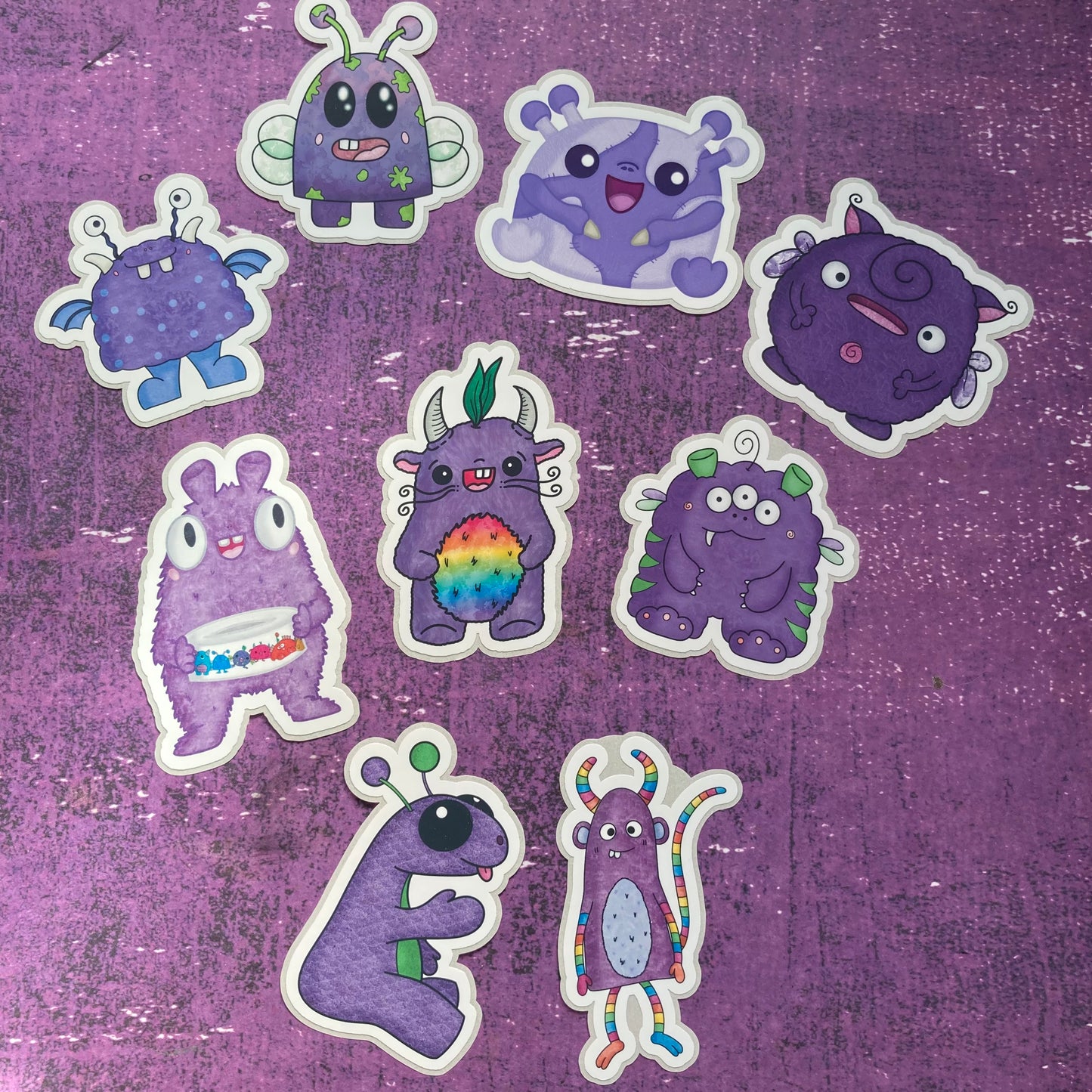 Monsters By Rainbow Stickers 6 - Purple