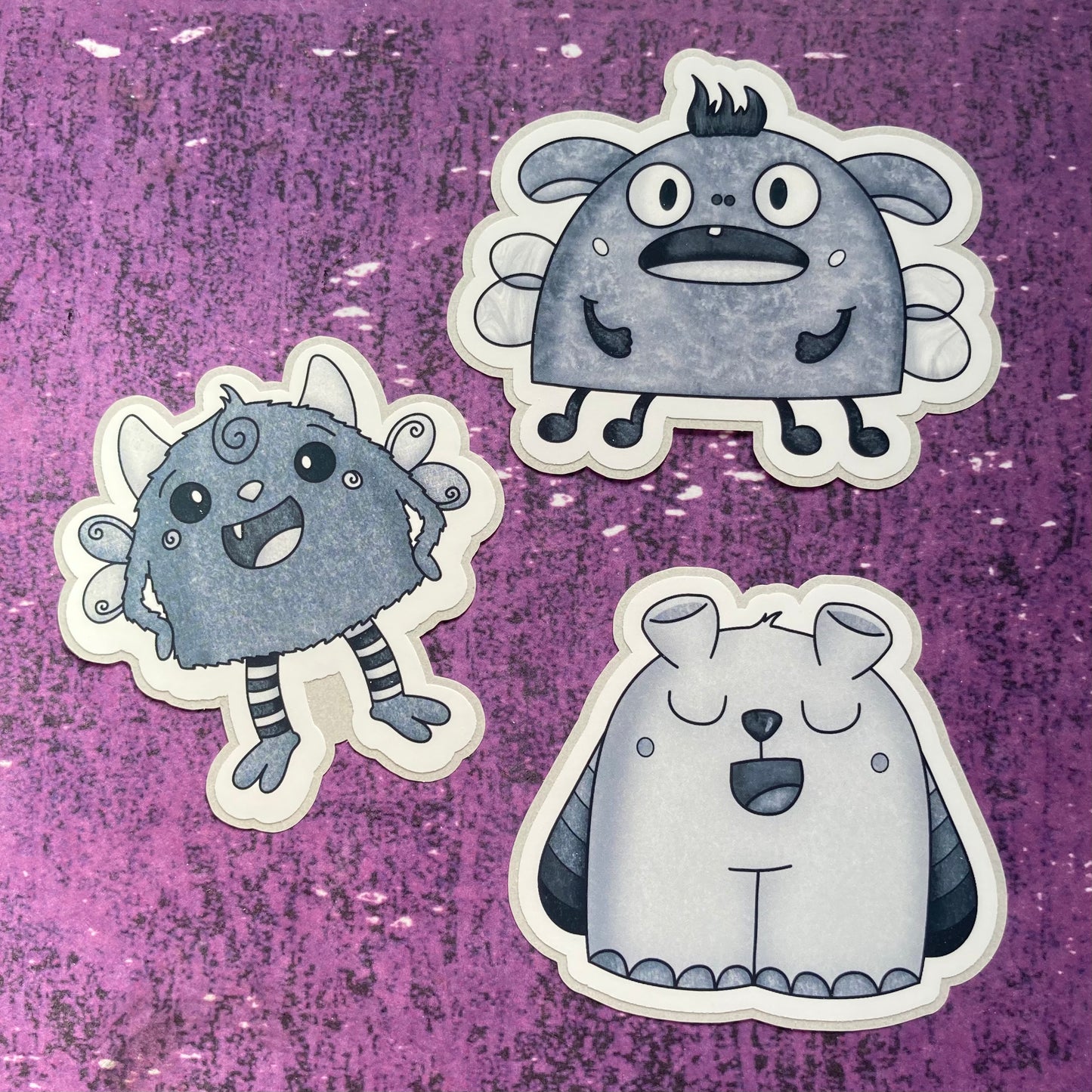 Monsters By Rainbow Stickers - Black & White