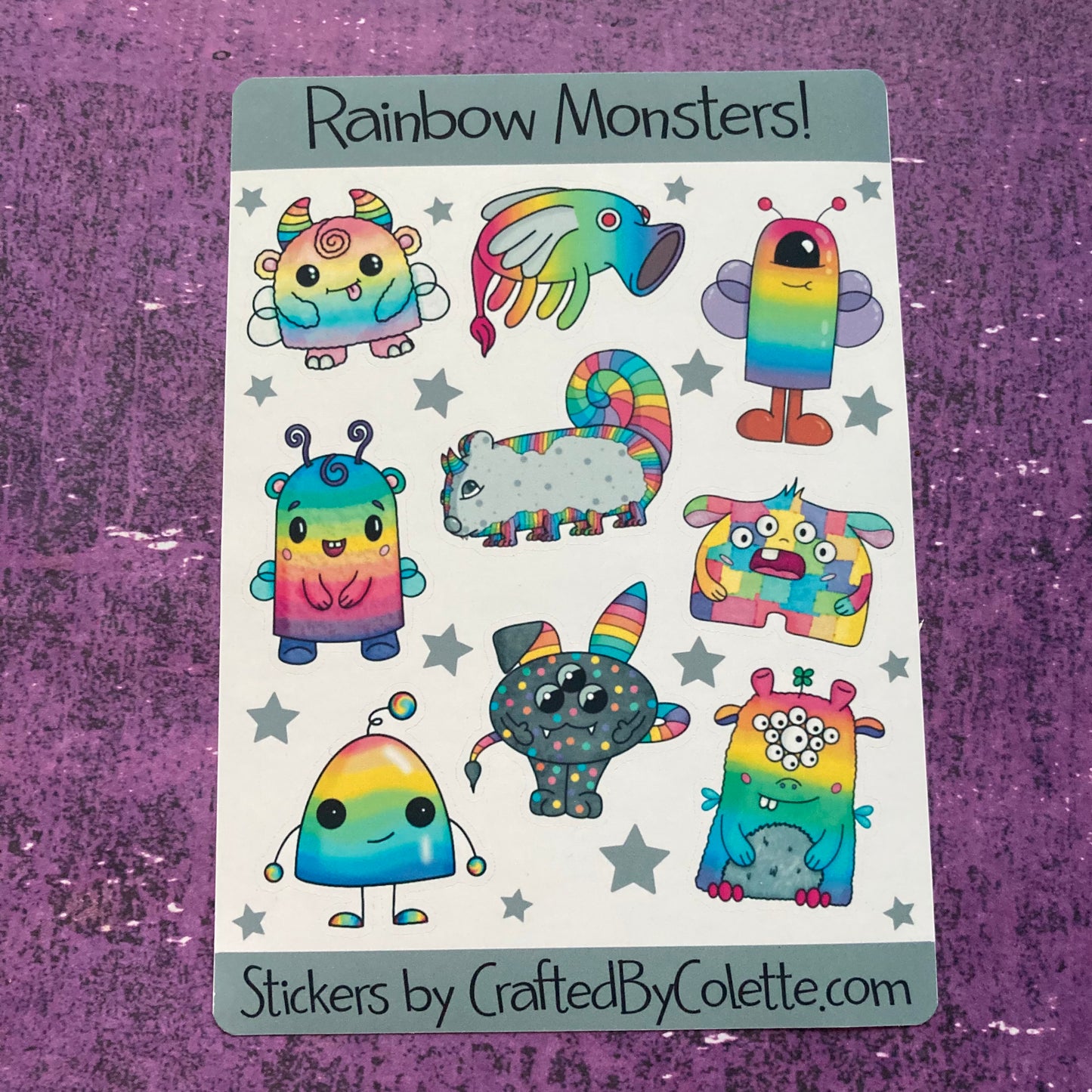Rainbow Monsters Sticker Sheet