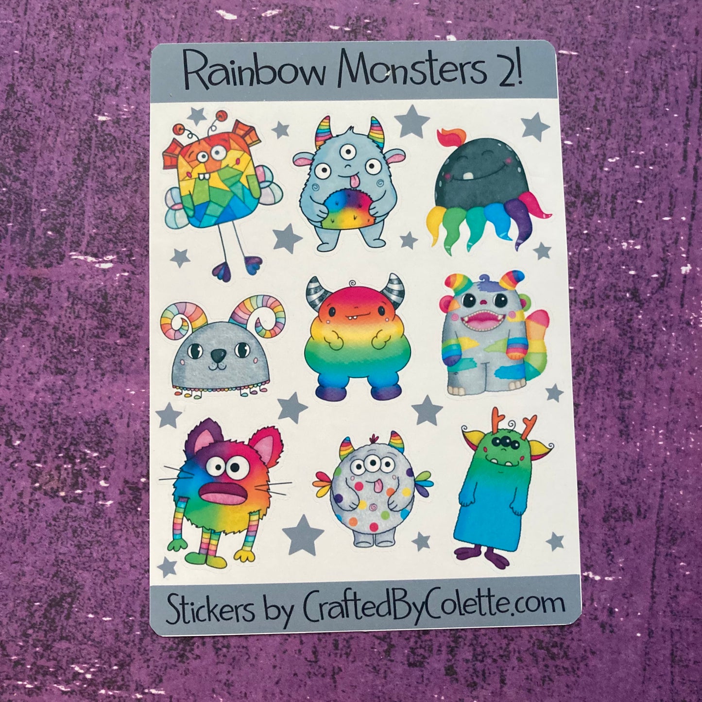 Rainbow Monsters Sticker Sheet