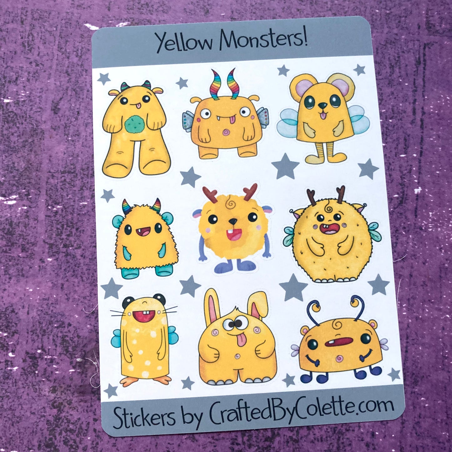 Monsters Sticker Sheet - Yellow