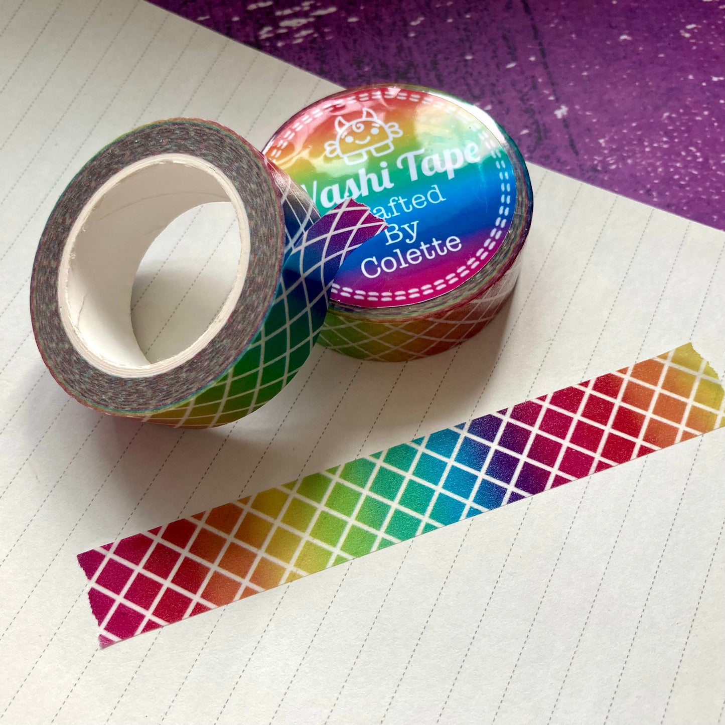 Rainbow Gradient Grid Washi Tape
