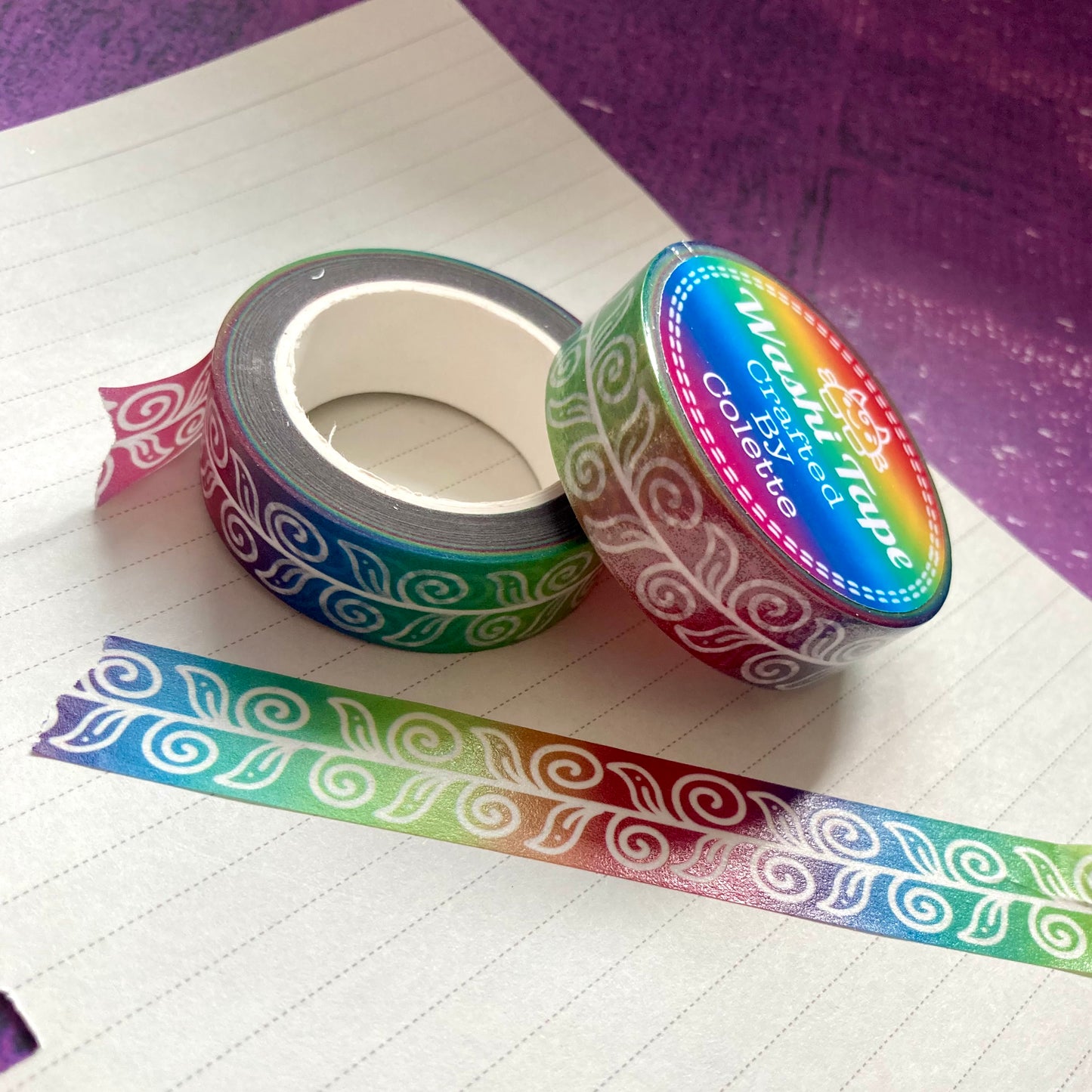 Rainbow Gradient Flourish Washi Tape