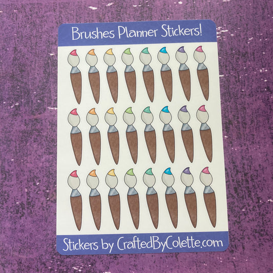 Paintbrushes Planner Stickers Sheet