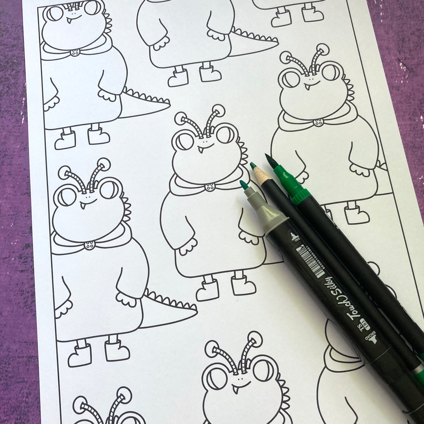 Monster Mr Frog Colouring Page