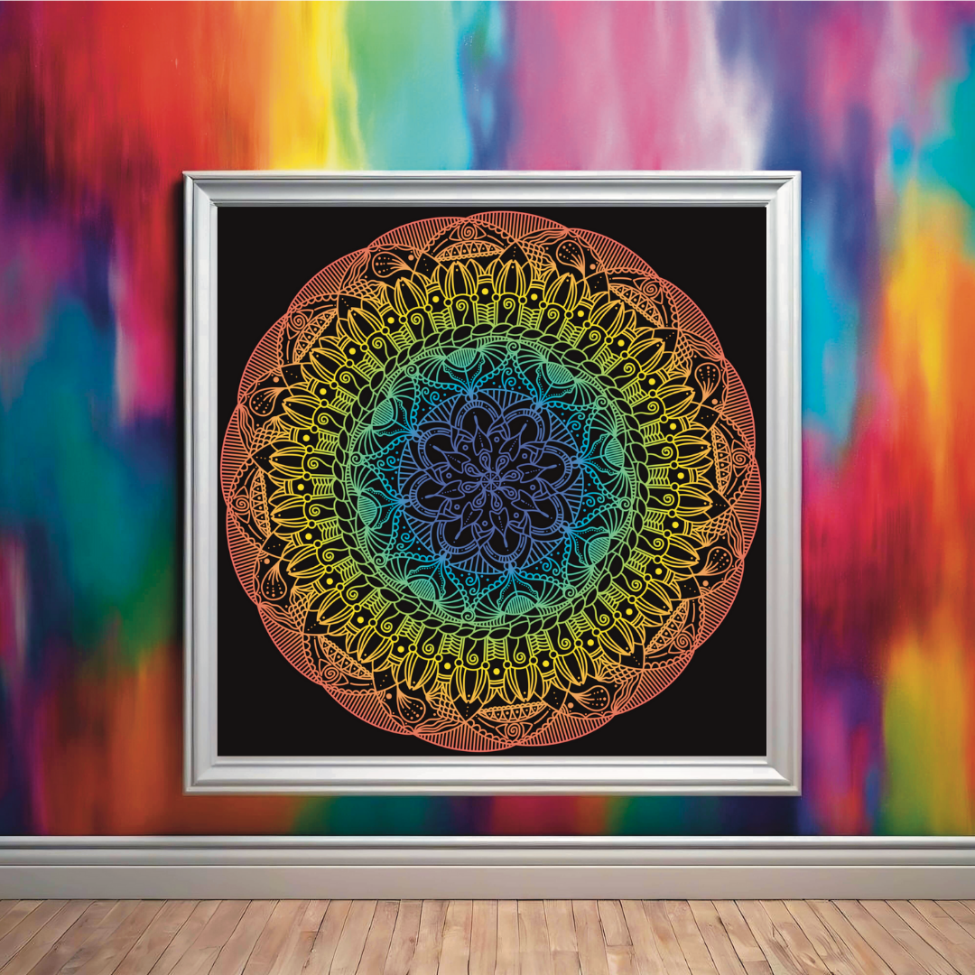 Abstract Rainbow Lace Mandala Print