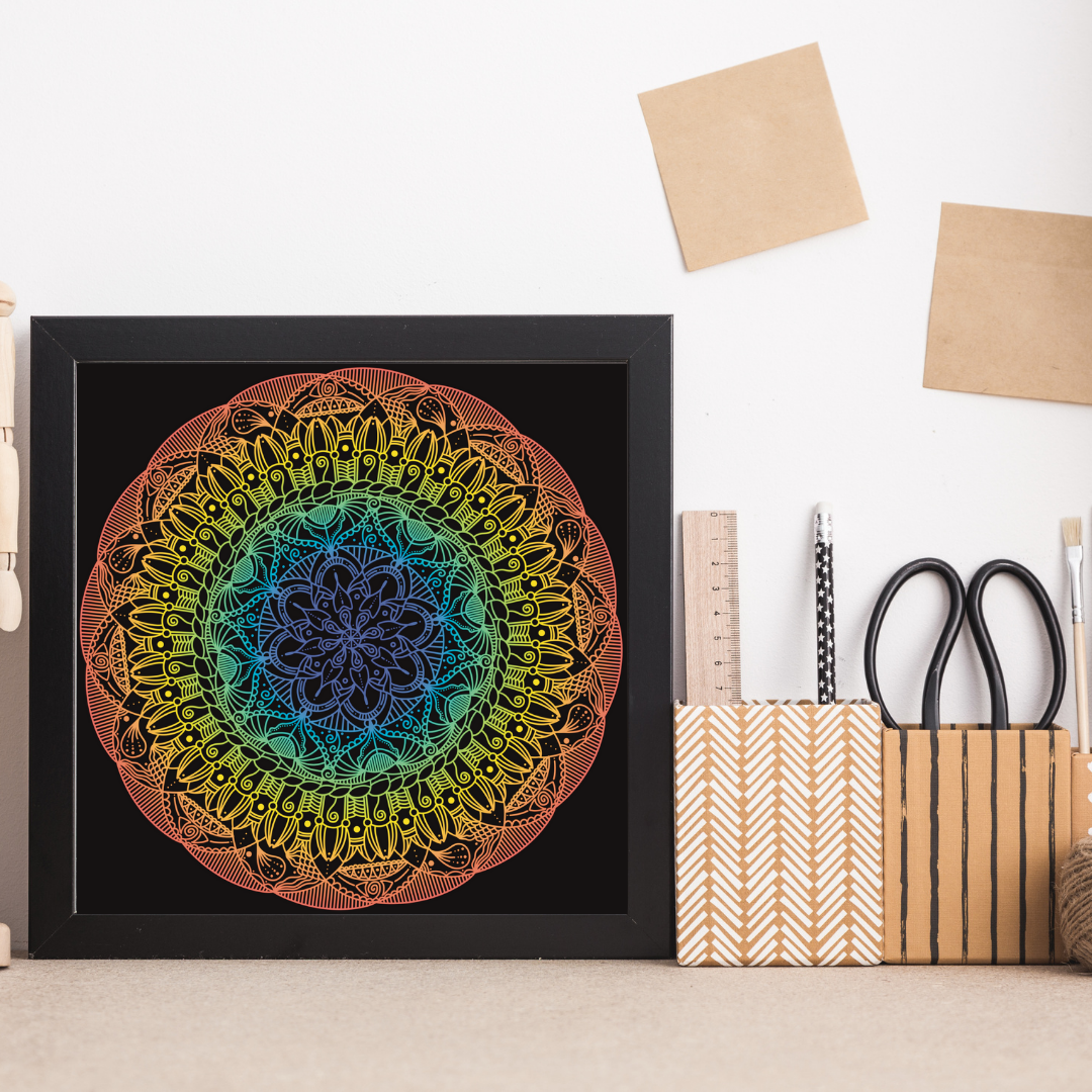 Abstract Rainbow Lace Mandala Print