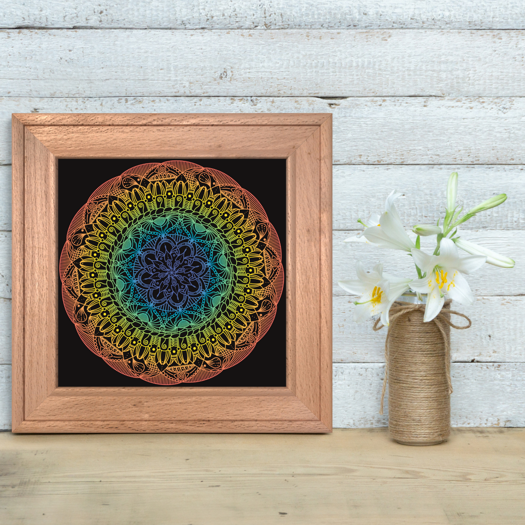Abstract Rainbow Lace Mandala Print