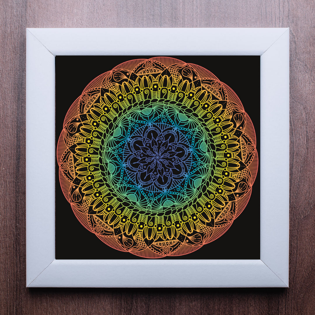 Abstract Rainbow Lace Mandala Print