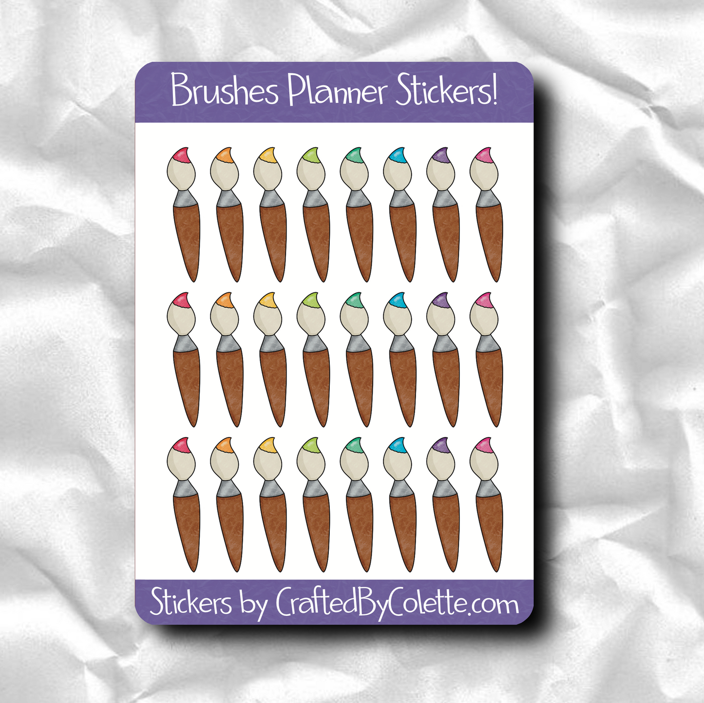 Paintbrushes Planner Stickers Sheet