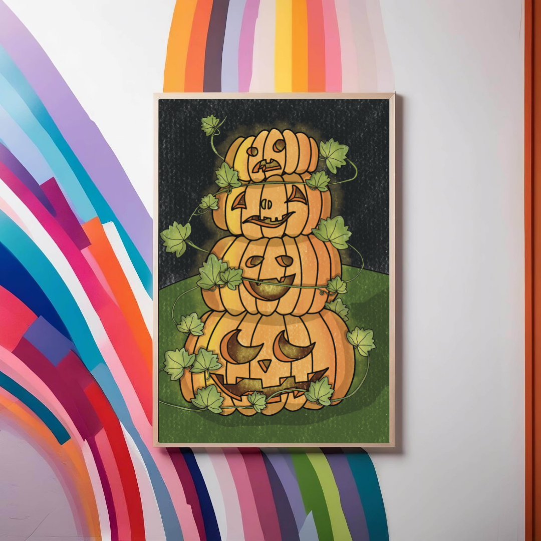 Pumpkin Stack Halloween Print