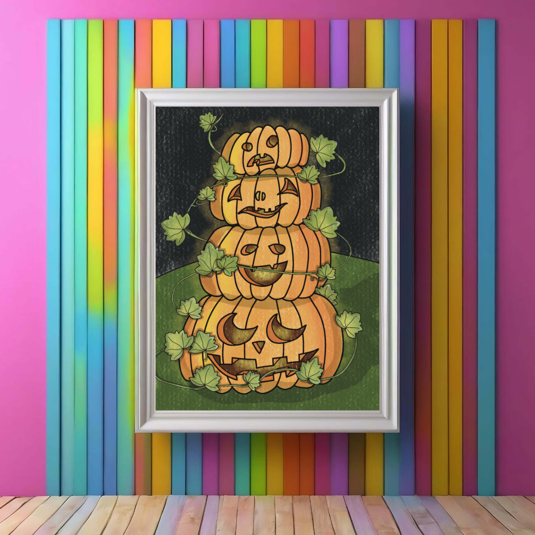 Pumpkin Stack Halloween Print