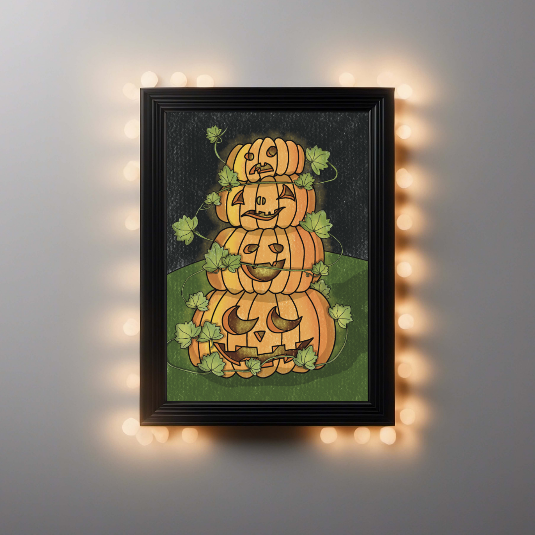 Pumpkin Stack Halloween Print