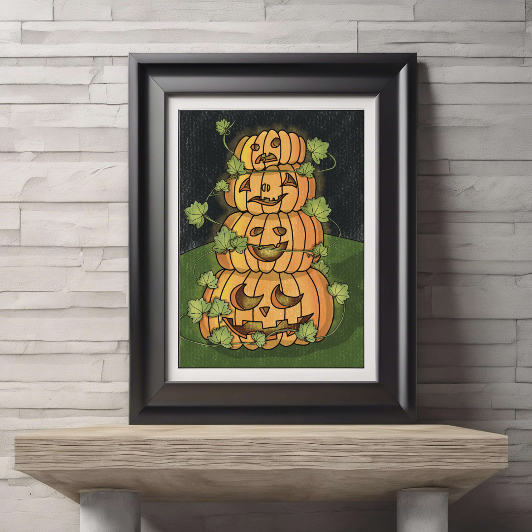 Pumpkin Stack Halloween Print