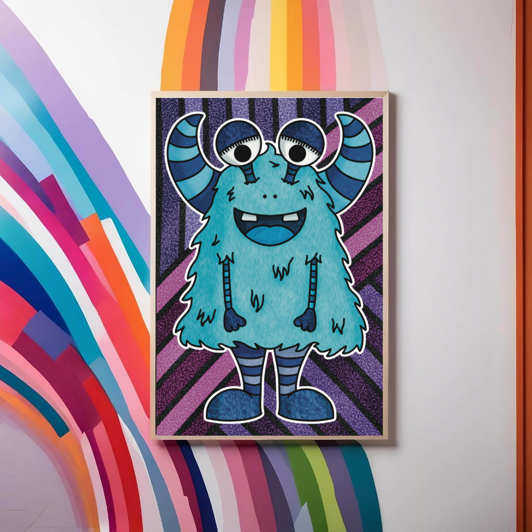 Blue Monster Print