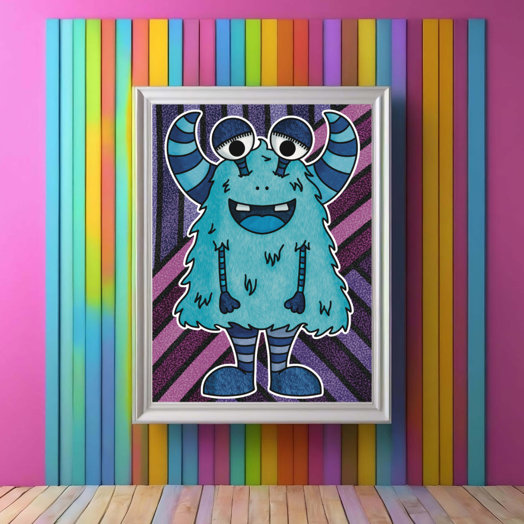 Blue Monster Print