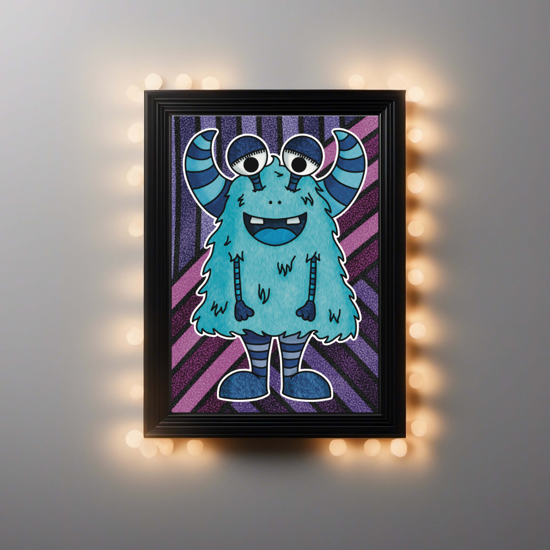 Blue Monster Print