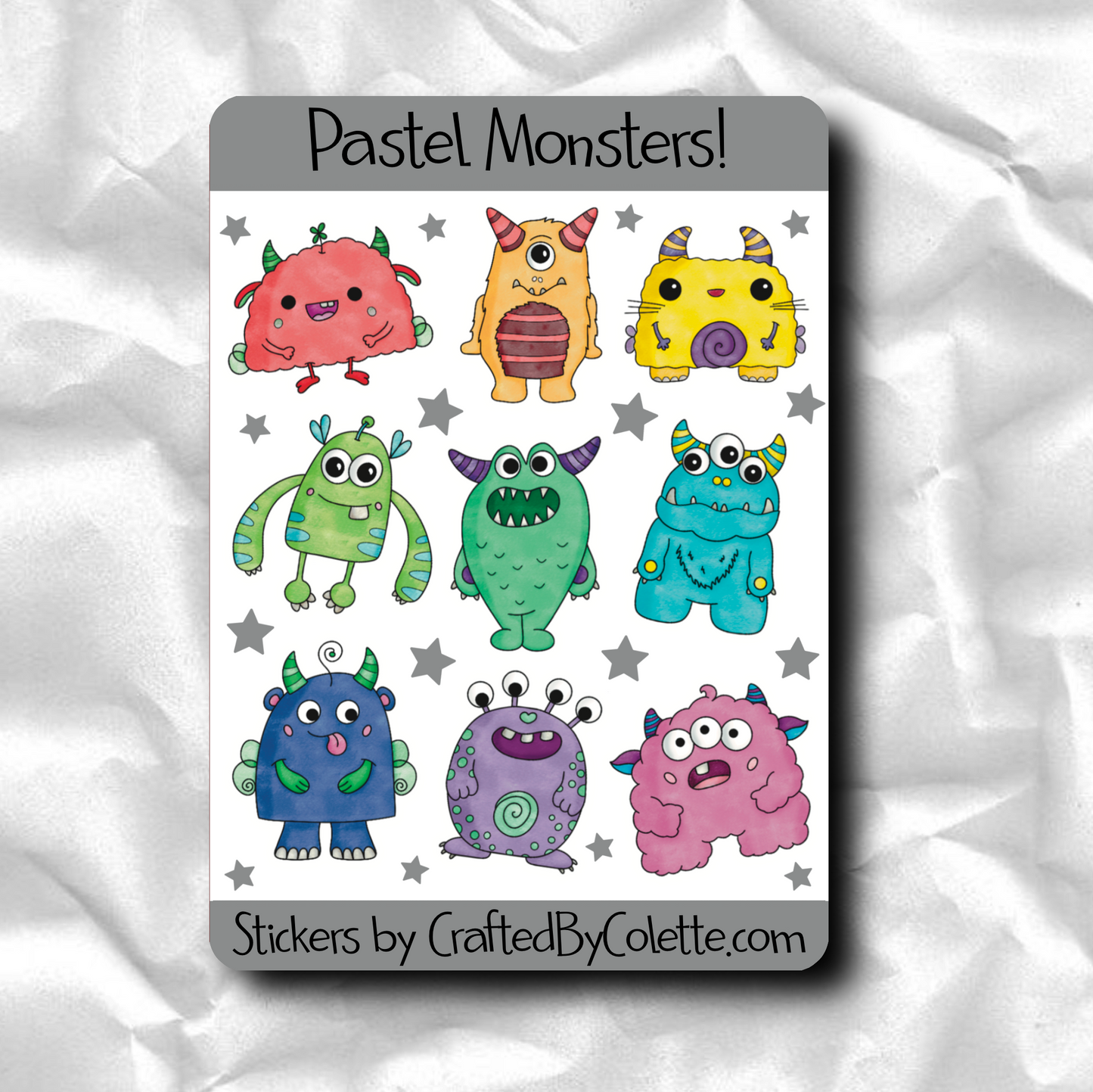 Pastel Rainbow Monsters Sticker Sheet