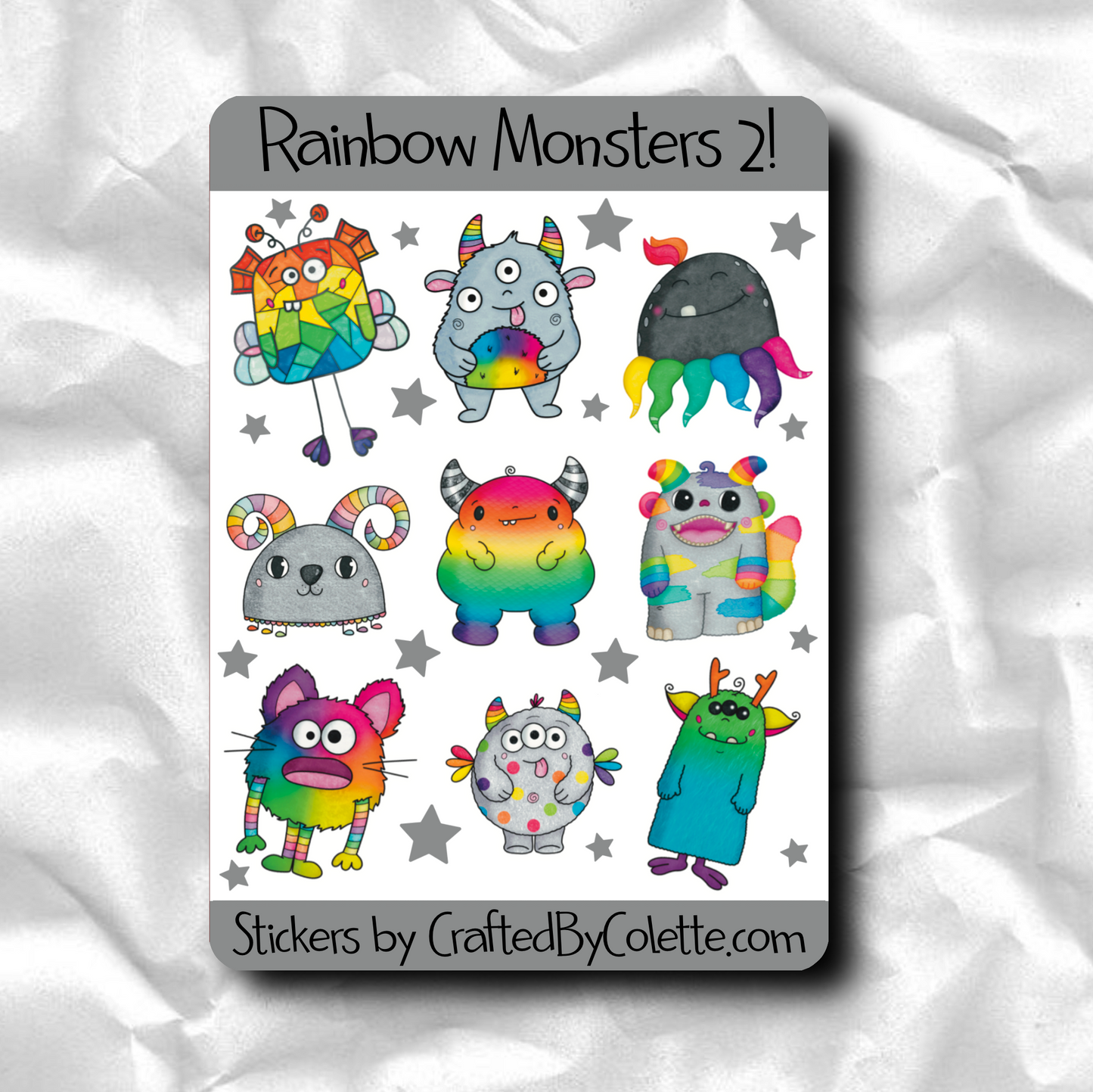Rainbow Monsters Sticker Sheet