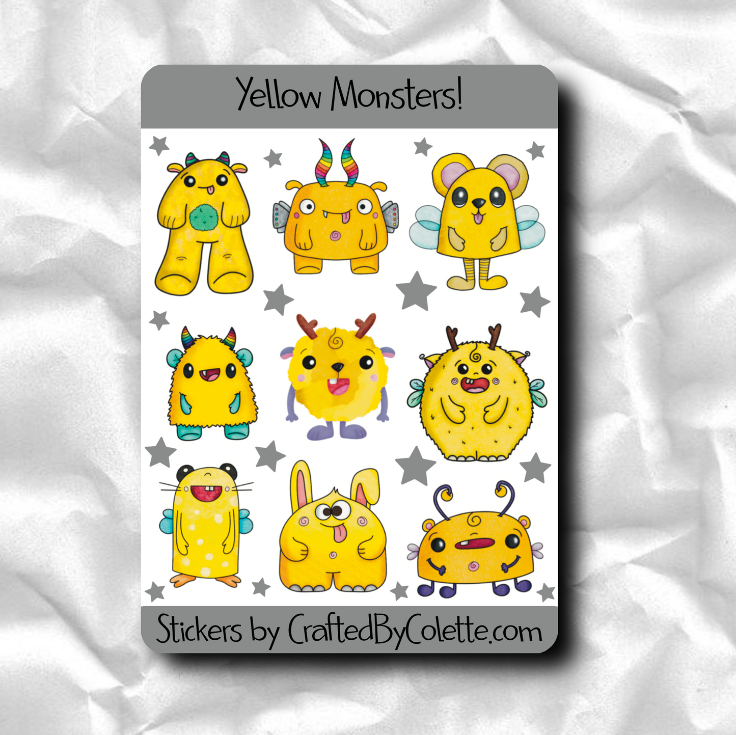 Monsters Sticker Sheet - Yellow