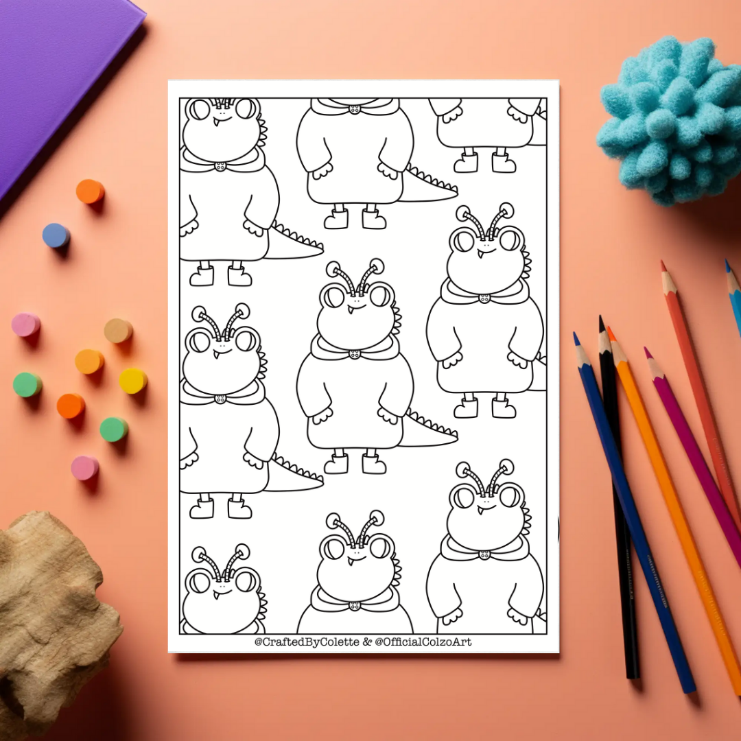 Monster Mr Frog Colouring Page