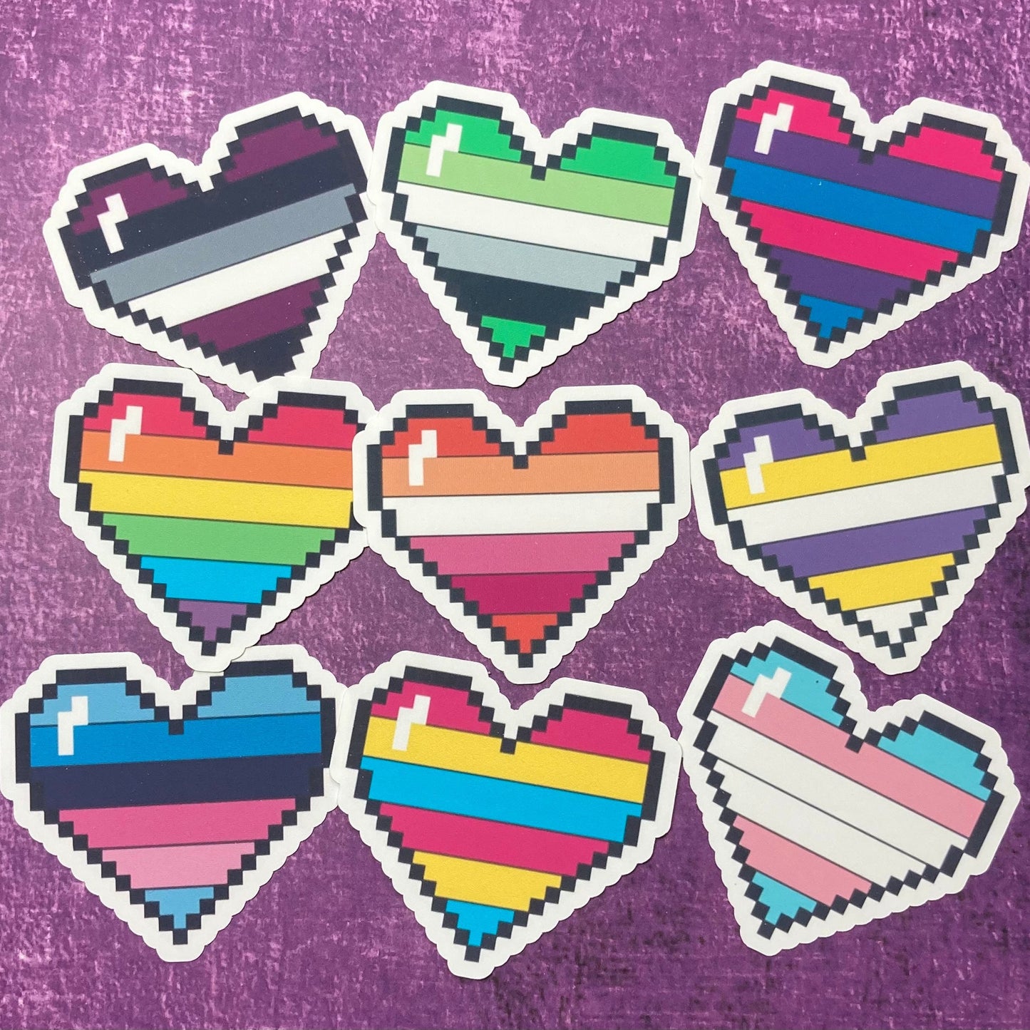 Pride Pixel Heart Stickers