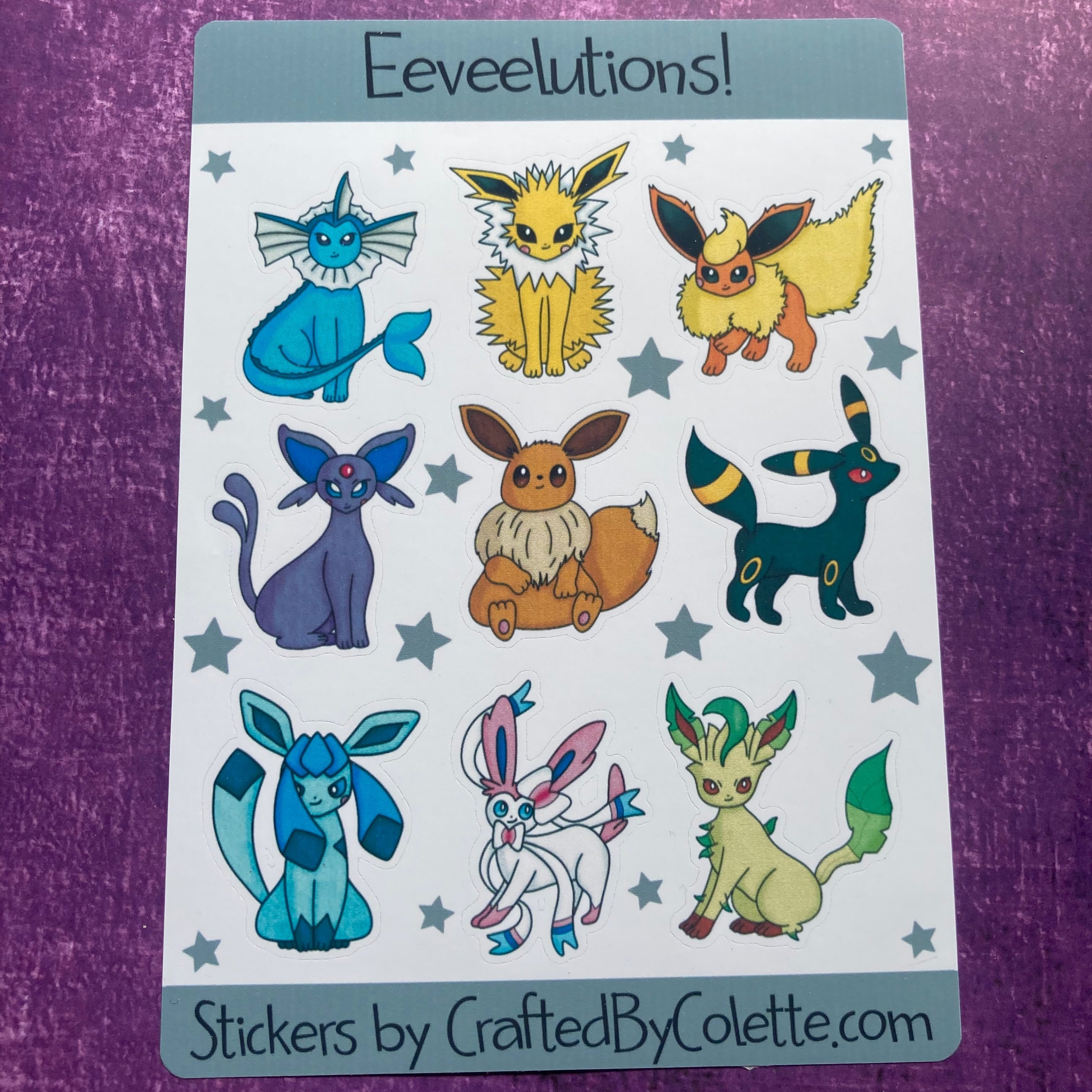 Eeveelutions Sticker Sheet – Crafted By Colette