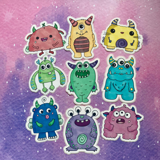 Pastel Rainbow Monsters Stickers