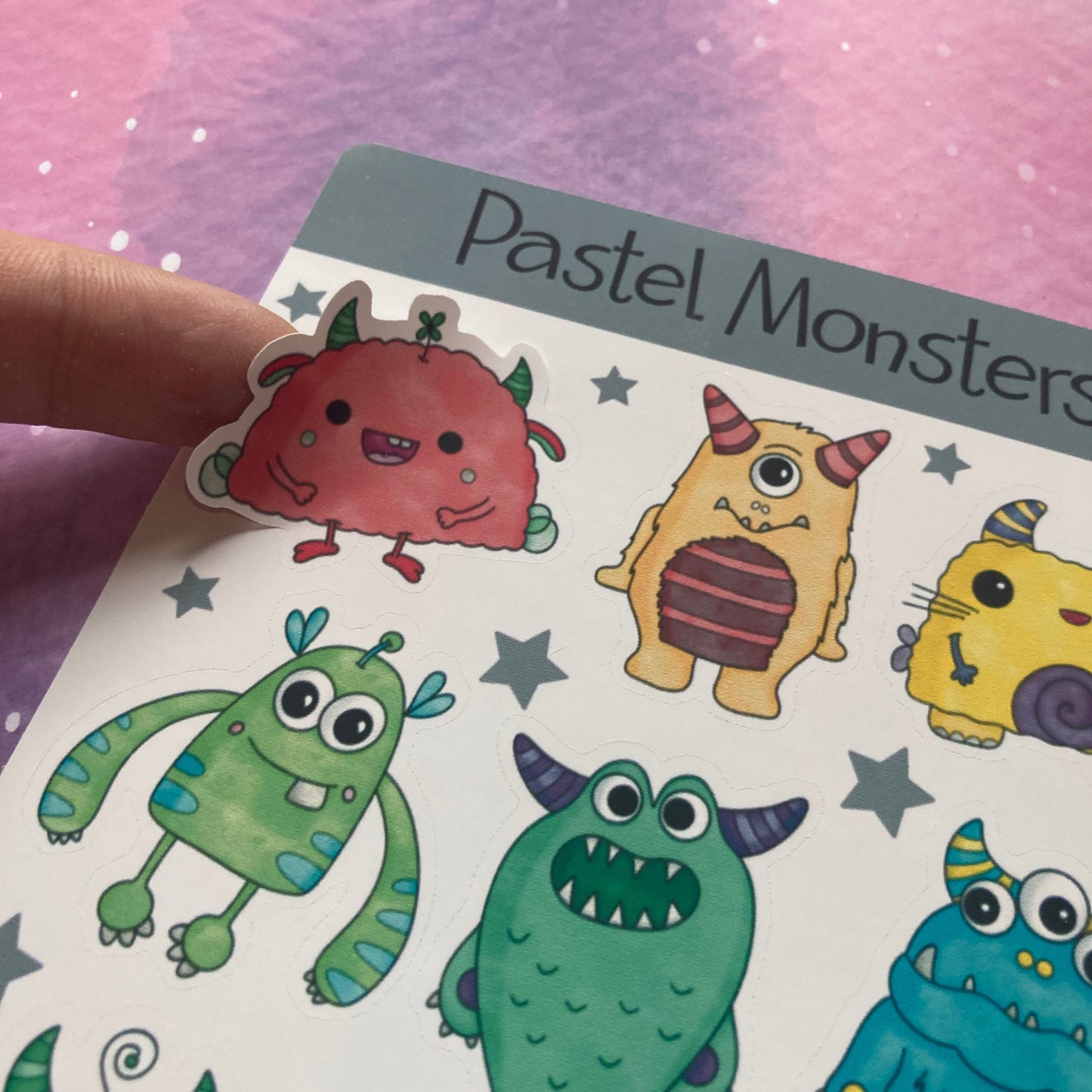 Pastel Rainbow Monsters Sticker Sheet