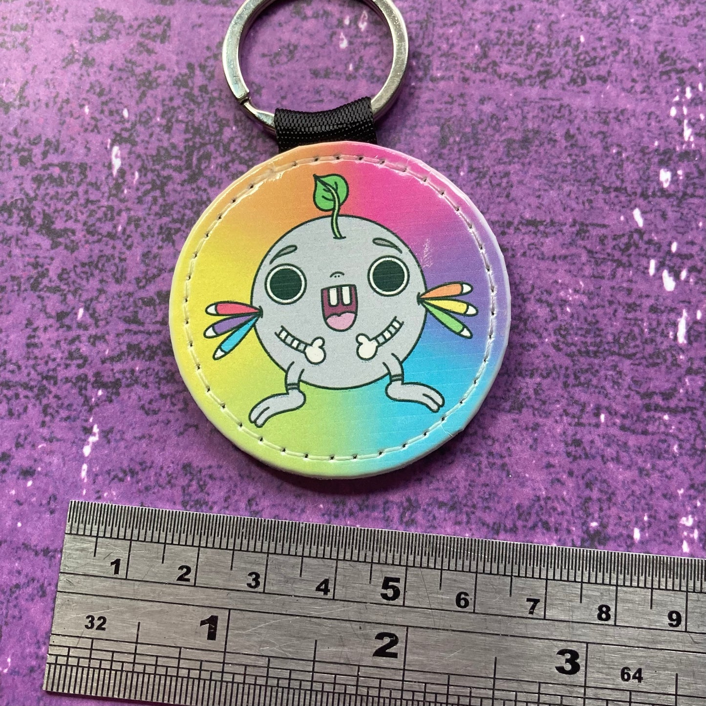 Rainbow PU Imitation Leather Glitter Keyring