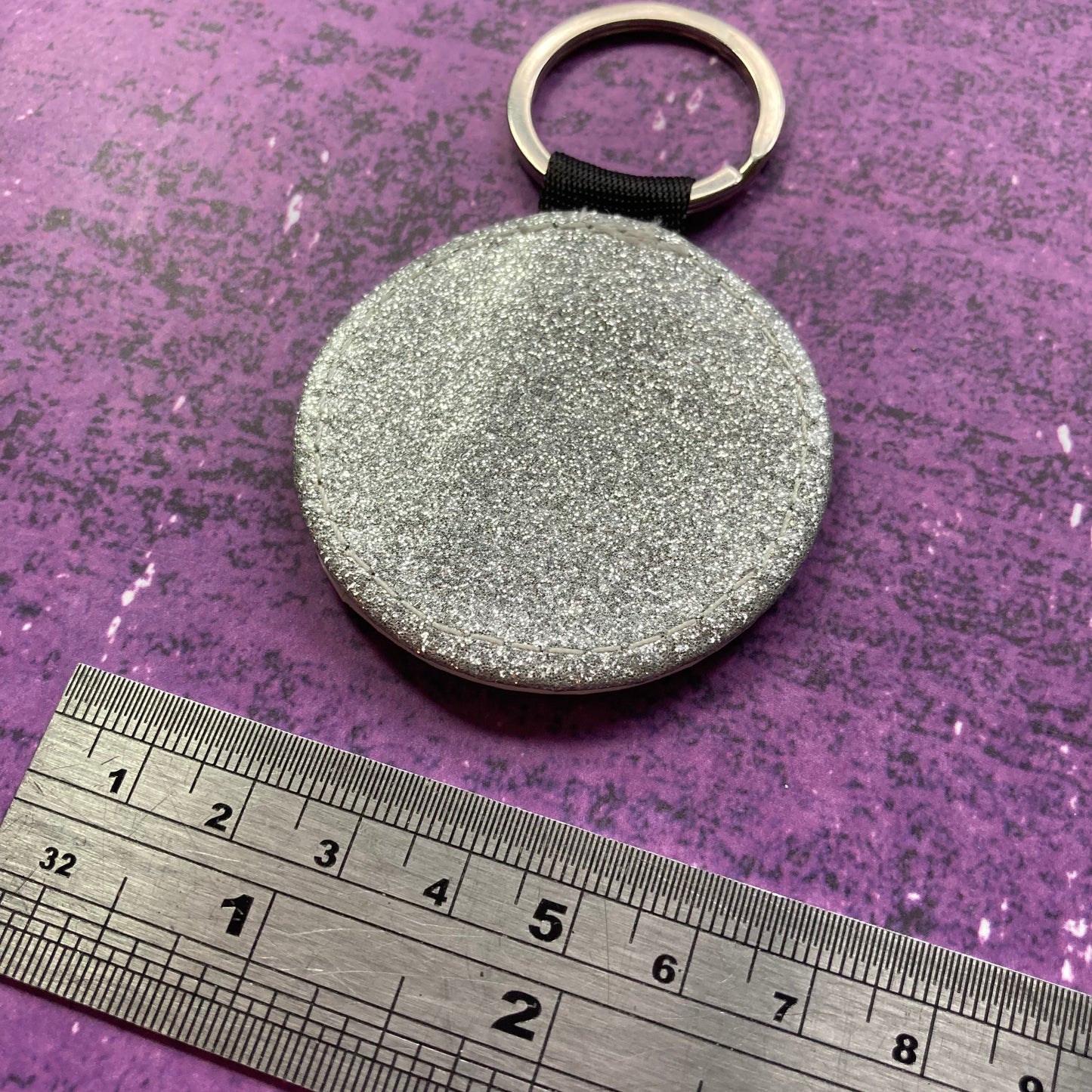 Rainbow PU Imitation Leather Glitter Keyring