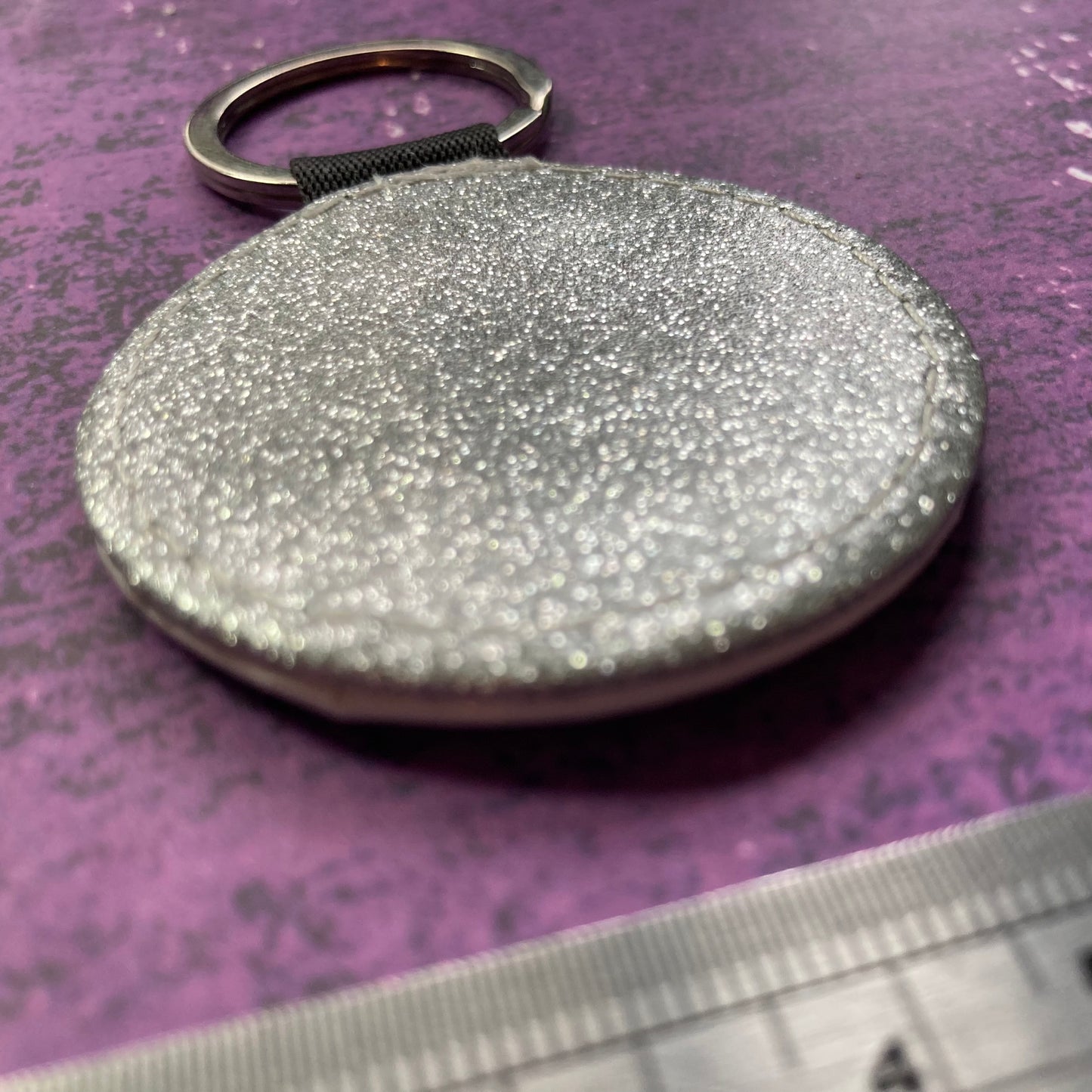 Rainbow PU Imitation Leather Glitter Keyring