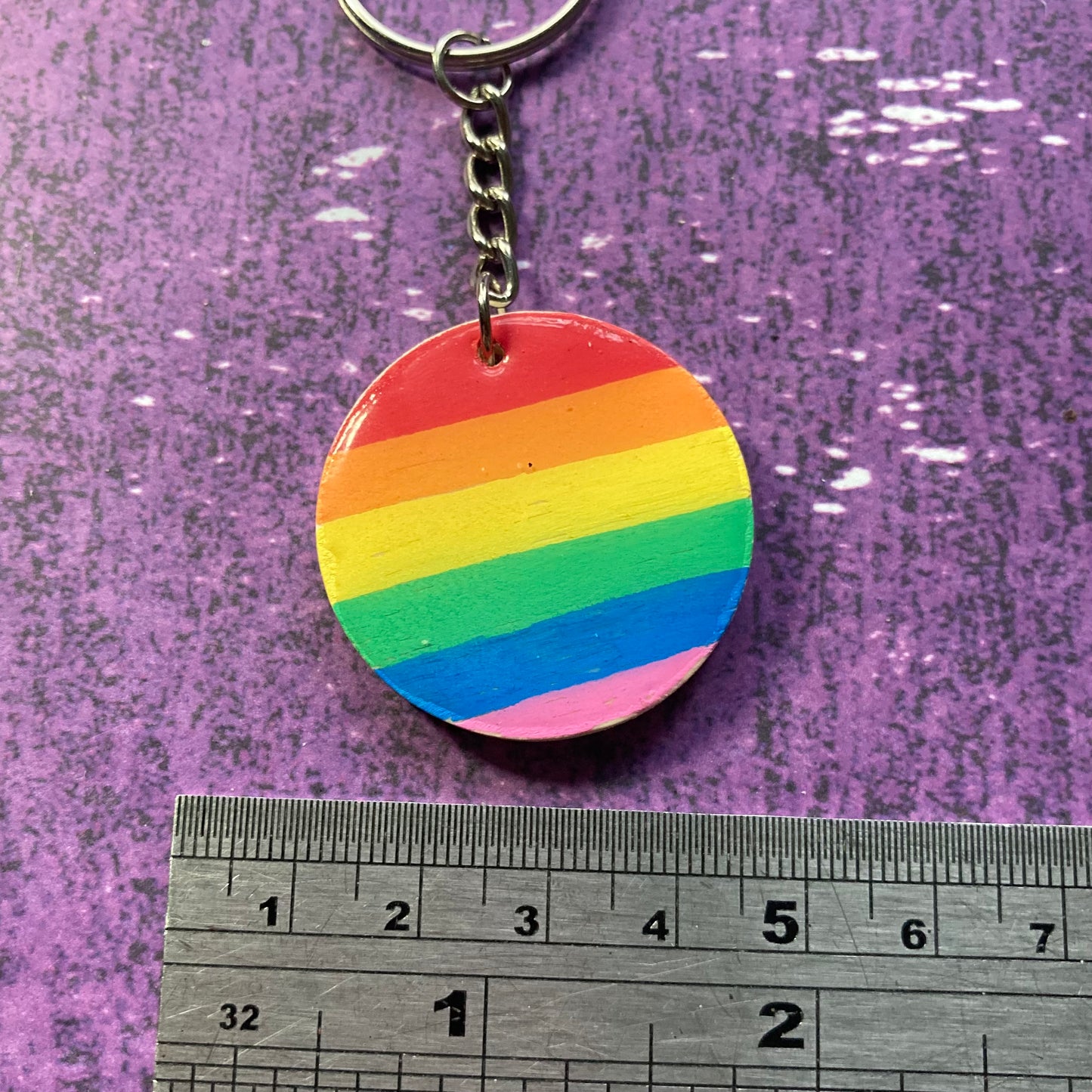 Handpainted Wood Keyring