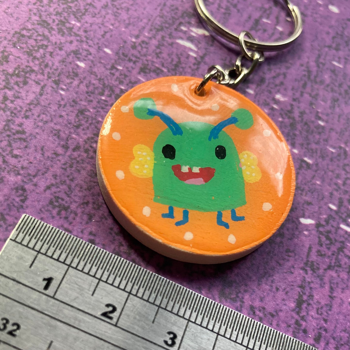 Handpainted Wood Keyring