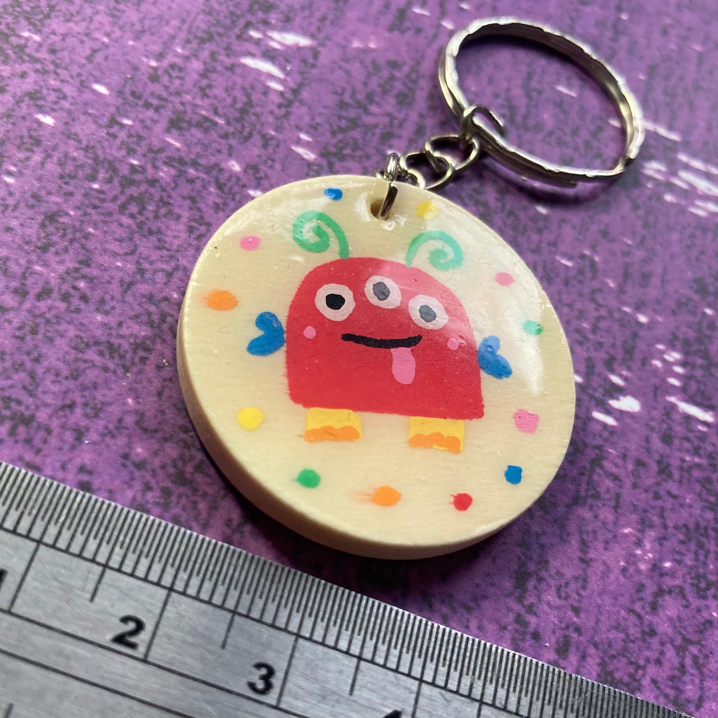 Handpainted Wood Keyring